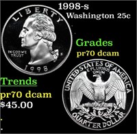 Proof 1998-s Washington Quarter 25c Grades GEM++ P