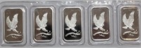 5 - 1 ozt Silver .999 Bars American Eagle
