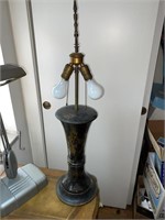 Vintage Glass & Metal Table Lamp w/o Shade