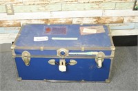 Vintage Blue Metal Trunk