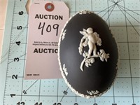 Wedgwood Black Jasperware, Egg Shape W/ Cherub