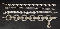 Four Contemporary Silver Tone Chain Link Bracelets