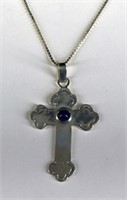 Sterling Silver & Black Onyx Cross Pendant