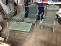 4 METAL PORCH CHAIRS AND TABLE
