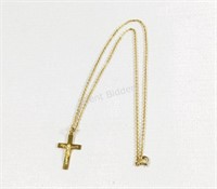 10K Yellow Gold Chain Necklace & Cross