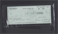 VINCENT PRICE SIGNED/AUTO'D BANK CHEQUE W/LOA