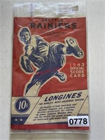 Seattle Rainer's original official Score Card