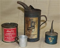 4 Maytag containers, mixing can w/spout, round