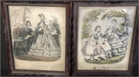 2 VINTAGE PRINTS LADIES DRESSES 1880S