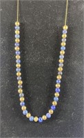 14K GOLD CHAIN WITH GOLD & LAPIS BEADS