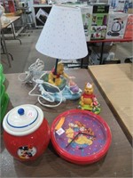 Winnie the Pooh Lamp/Clock, Mickey Cookie Jar