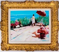 Signed Impressionist Oil Painting Shore Scene