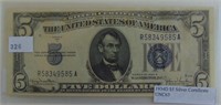 $5.00 Silver Certificate Blue Seal Note