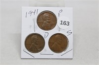 1941 P,D,S Lincoln cents