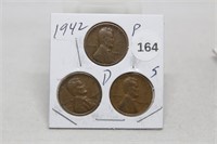 1942 P,D,S Lincoln cents