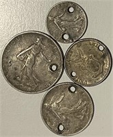 Foreign Coins 1/2 Oz. Silver Total with holes