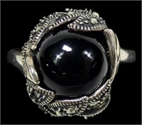 Sterling silver vintage black onyx and marcasite