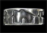 Mexican sterling silver band ring with ranch