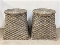 Wicker Side Tables with Storage