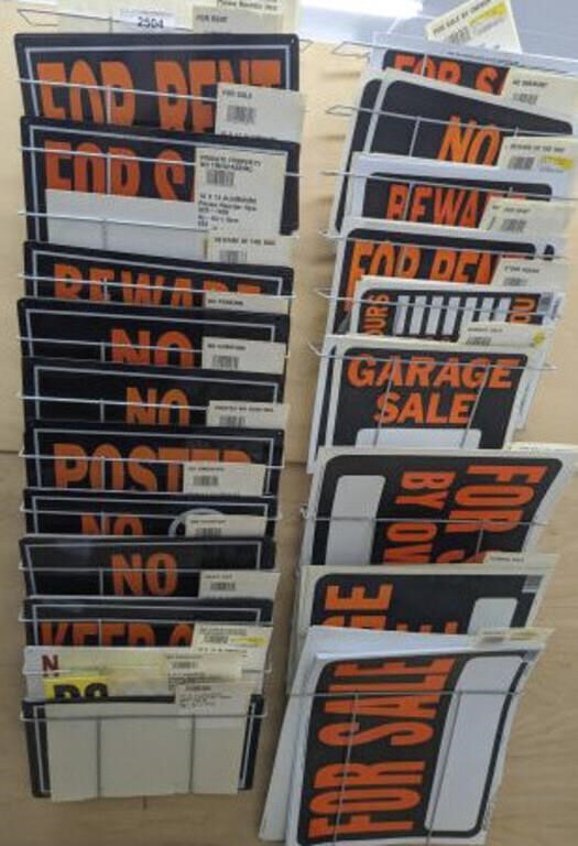GROUP OF SIGNS-FOR SALE, FOR RENT, NO PARKING,