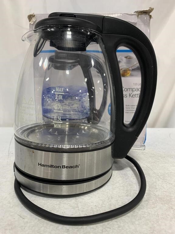 HAMILTONBEACH ELECTRIC GLASS KETTLE  1L USED