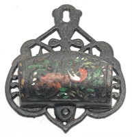 Antique Wall Mounted Match Safe in Cast Iron