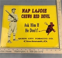 Red devil tobacco promotional metal sign
