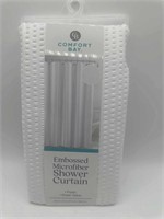 ComfortBay Embossed Microfibr Shower Curtain WHITE