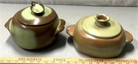 Frankoma, 4V and 5V casserole dishes/brown green