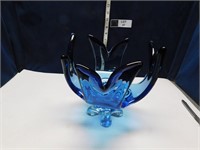 BLUE CHALET OR LORAINE ART GLASS CENTER PIECE