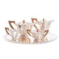 Art Deco silver tea & coffee set and tray