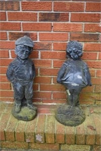 Boy and Girl Garden Statue