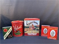 Group of Tobacco Tins including RedMan, Velvet