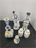Vintage blue and white glass items