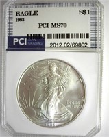 1993 Silver Eagle MS70 LISTS $3600