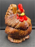 1969 signed ceramics rooster lidded dish