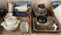 2 flats of bakeware and coffee pots