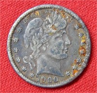 1900 S Barber Silver Quarter