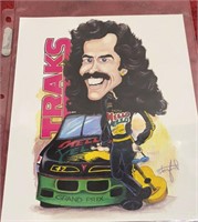 Kyle Petty 8” x 10” Signed Traks Cartoon