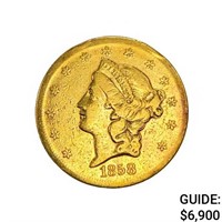 1858-S $20 Gold Double Eagle NICELY CIRCULATED