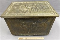 Kindling Wood Box Embossed Brass