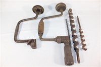 Pair of Antique Hand Crank/Manual Drills, Bits