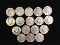(17) 40% Silver Kennedy Half Dollars