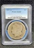 1897-S Slab Morgan Silver Dollar PCGS AG03