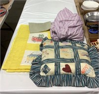 Cross stitched blanket w/ sheet set