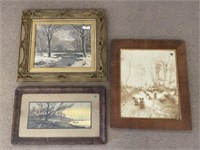 3 Antique Framed Prints