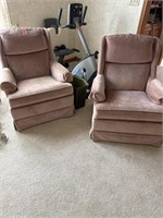 (2) pink fabric cloth chairs