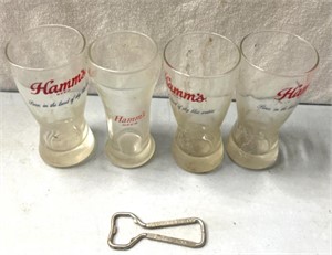 4 Hamm’s glasses/bottle opener