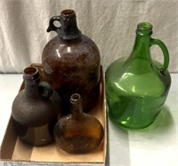 Brown and green bottles