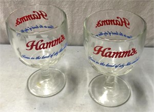 2 Hamm’s beer glasses